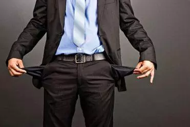 Man with empty pockets